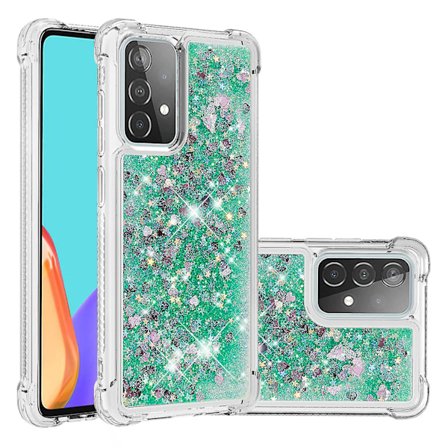Kompatibelt Samsung Galaxy A52 5g/4g Fodral Glitter Flytande Transparent Bling Bling Kristallklart Flytande Flytande Sandfodral Tpu Silikon - Grön