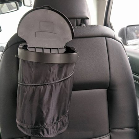 Bärbar hopfällbar papperskorg för bil, universell bilpapperskorg med lock, hopfällbar bilpapperspåse för kontor