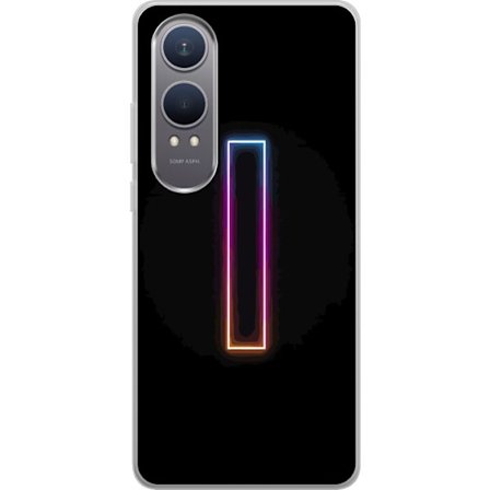 Kompatibelt Mobildeksel til OnePlus OnePlus Nord CE4 Lite Minimalistisk neonbokstav I i regnbuefarger mot mørk bakgrunn