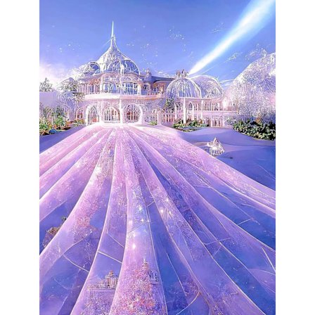 (30 x 40 cm, Slott C) 5D diamantmålning kit, slott diamant