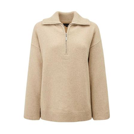 Lexington Madison Blend Half Zip Tröja beige, Dam, Dam, Storlek: L