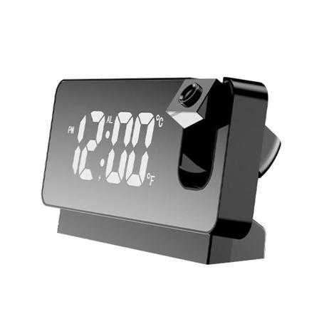 Projektionsväckarklocka för sovrum, digital väckarklocka Radiodimmer och USB laddningsportar, 180 roterbar projektor, dubbel larm, snooze, klar led di