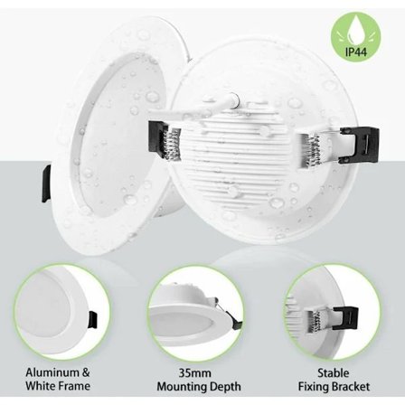 10-pak Ekstra Flad IP44 Indbygget LED-spotlight, Integreret LED-spotlight 5W 310LM, 3000K Varm Hvid, Ultratynd 35MM Indbygget Spotlight, Diameter