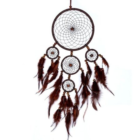 Mørke kaffefjær fanger drømmenett - diameter 16 cm, lengde 60