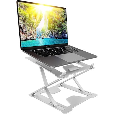 Bærbar PC-stativ - Lett og holdbar design i metall - Sammenleggbart bærbart PC-stativ i aluminium - Ergonomisk PC-holder - Multivinkel bærbar PC-