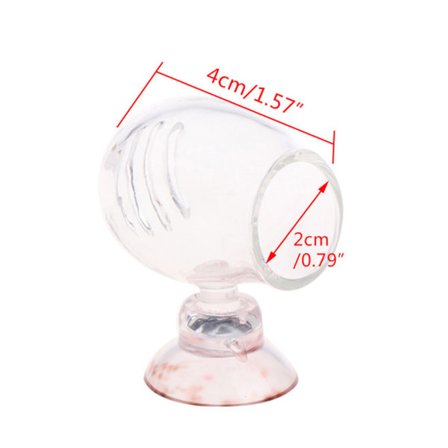 Rød maskmater Gjennomsiktig glass reker akvarier Matekopp med sugekopp Aquatic Planarian Leeches Trap 2*3*4