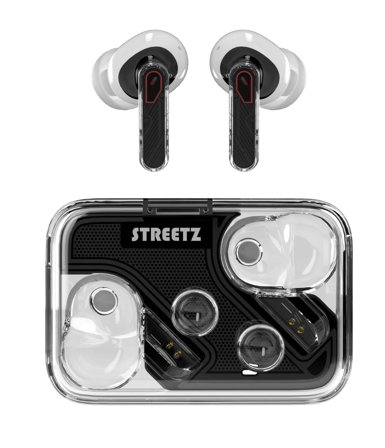 STREETZ Gjennomsiktige True Wireless Earbuds med Dual Mic ENC