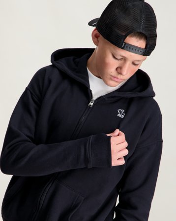 Abercrombie AFB ESSENTIALS FULL ZIP HOODIE Svart Hettegensere/Hoodies Gutt - Kids Brand Store
