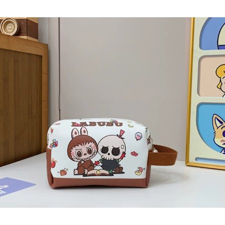 Labub Handbag, Small Square Bag, Portable Makeup Bag for Women, Large Capacity Skincare Travel Bag, Storage Bag