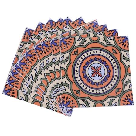 10 stk husholdning bohemsk stil vanntett sklisikker flis gulv vegg klistremerke dekorasjon 15x15cm (Type 1 )