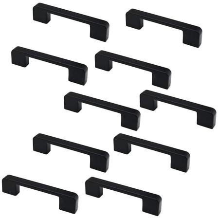 10-pak Mat Sort Zinklegering Skabs- og Skuffedørhåndtag 106mm Lange
