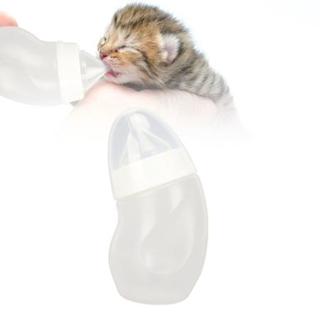 Professionell mjuk silikonnapp för husdjursmatning, böjda amningsflaskesatser för nyfödda kattungar och valpar