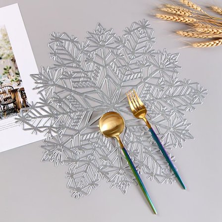 Set med 6 st bordstabletter, PVC med snöflingor ihåliga snöflinga bordstablett