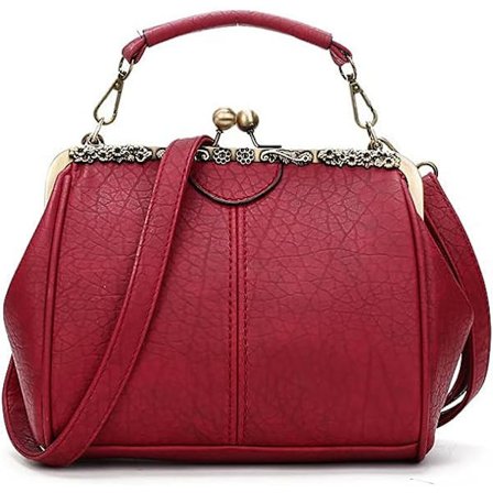 Retro hul håndveske for kvinner Lær Skulder Bag Kveld Clutch Bag Kiss Lock Lukking Crossbody Bag Veske