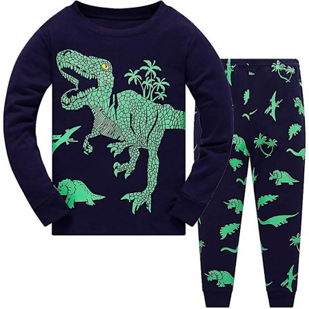 Dreng Pyjamas Sæt Dinosaur Print Børn Pjs Pyjamas Langærmet Bomuld Nattøj Toppe Skjorter & Bukser Nattøj Børnetøj