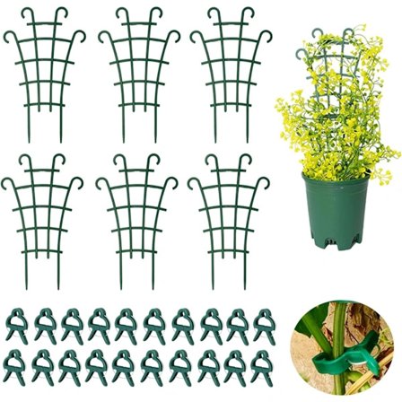 Klatreplante støtte, 6 stk hageplantestøtte, med 20 stk planteklemmer, for hage, Hoya, Pothos, blomster
