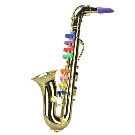 Saksofoni 8 värilliset näppäimet Metallinen Simulaatio Rekvisiitta Toista minimusikaali lapsille Syntymäpäivälelu Kulta Gold