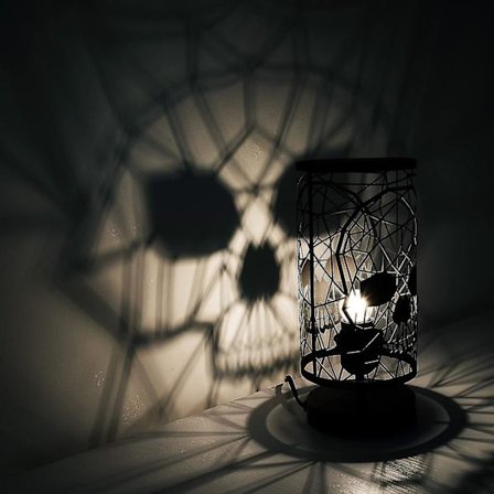Metallisk svart dödskallelampa - gotisk inredning - dödskalleinredning - gotisk lampa - gotisk rumsinredning - skelettlampa