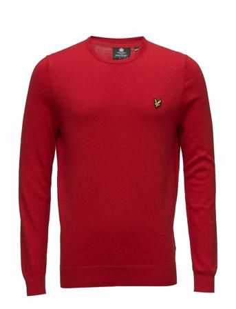 Cotton Merino Crew Jumper Strikkegenser M. Rund Krage Rød Lyle & Scott