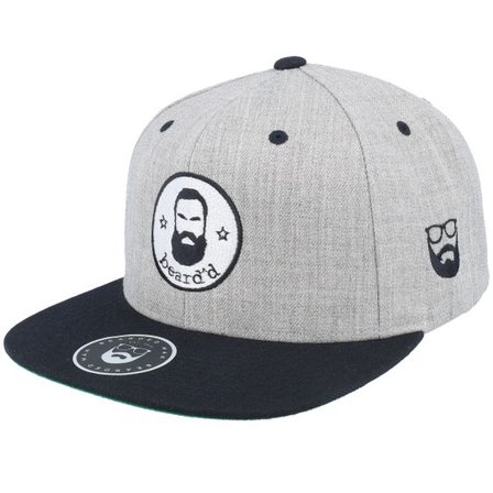 Bearded Man - Grå snapback Keps - Beard ́d Grey/Black Snapback @ Hatstore