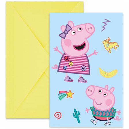 Peppa Gris Invitasjonskort 6-pakning