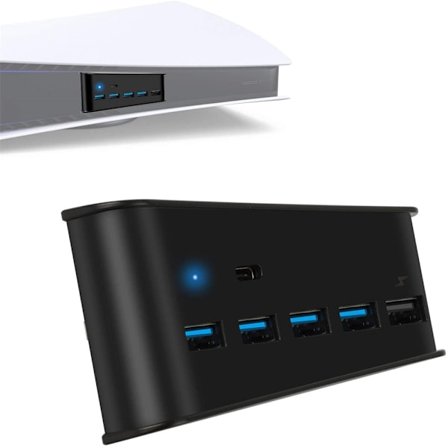 5-Port USB HUB-utvidelse Høyhastighetsoverføringskonverter for PS5
