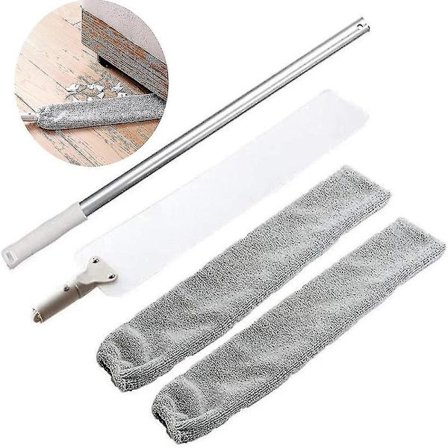 Støvkost, justerbar lang støvbørste og 2 vaskbare stofbetræk