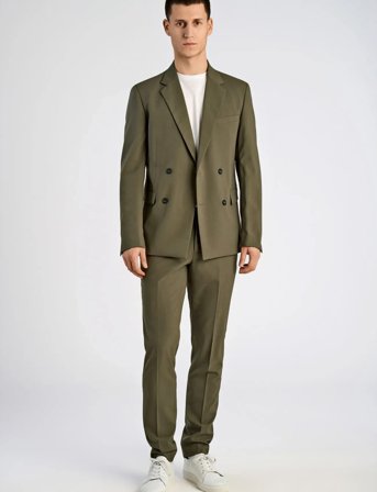 Lindbergh Plain Db Mens Suit - Normal Length - Khaki green - 50