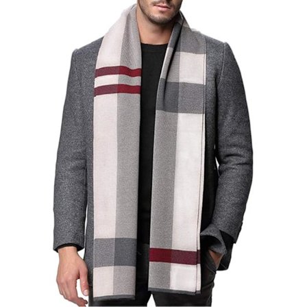 Varmt og moteriktig langt akrylullskjerf for menn, mykt og behagelig