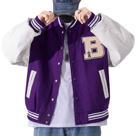 Varsity College -takki baseball-takit vintage-päällysvaatteet taskuilla unisex-takki tilkkutäkki toppi XXL Purple-max