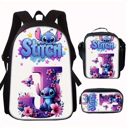 Stitch Skulderveske Student Belastningsreduserende Slitesterk Anime Skolesekk-31