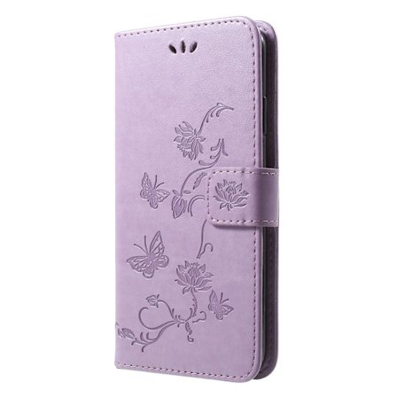 Läderfodral Fjärilar iPhone XR Lila