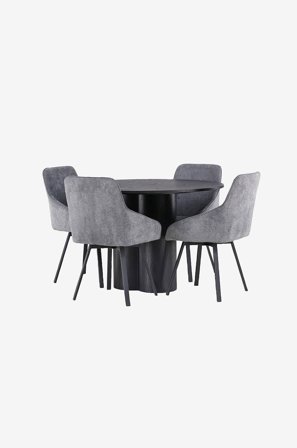 Venture Home - Spisegruppe Olivia med 4 stk stoler Rosie - Svart - Spisegruppe 4 personer - Fra Homeroom