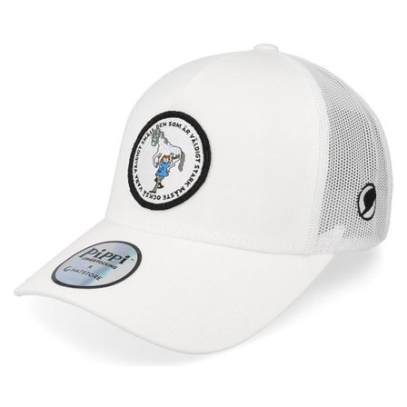 Pippi Långstrump - Vit trucker Keps - Pippi Stark Quote White Trucker @ Hatstore
