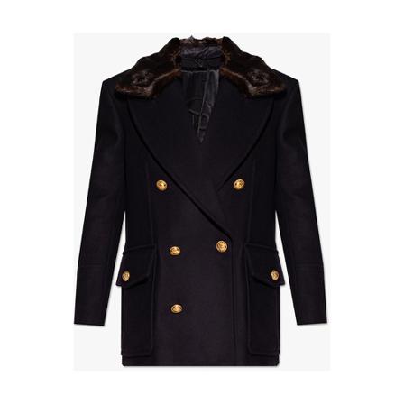 Balmain Coats Blå, Dame Uldfrakker