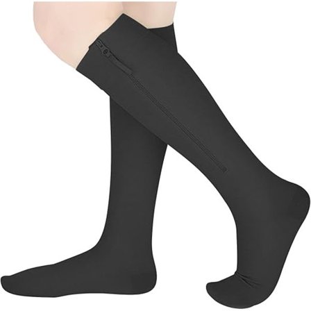 Glidelås kompresjonssokker for kvinner og menn, åpne tær, tåfrie kompresjonssokker, legg, kne, åpne tær for gåing, løping, størrelse 34-39