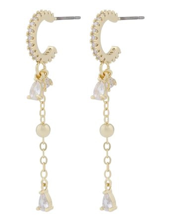 SNÖ of Sweden | Seine Oval Pendant Ear G/Clear - Onesize | ONE SIZE