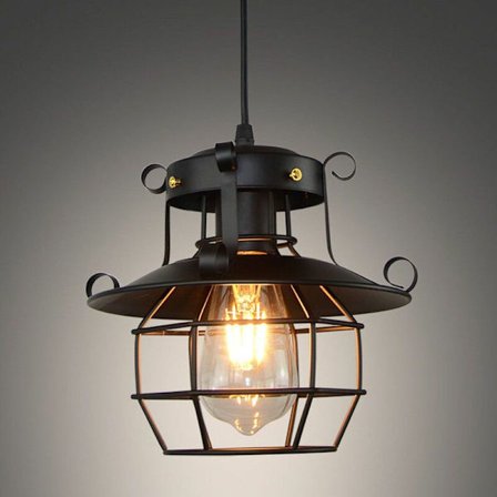 /EA/Vintage industriell metallkrona, hängande taklampa, nordisk Edison-bur, retro loftlampa, heminredning