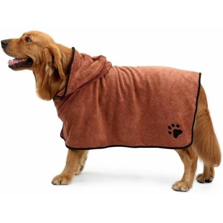 Hundebadekåpe Håndkle Mikrofiber Kjæledyr Tørkerobes Fukt Absorberende Håndklær Frakk for Hund og Katt Brun S