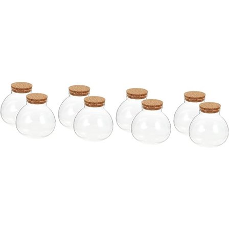 8 stk. Sød Havekrukke Rundt Hjem Landskab Beholder Stop Globe Kork Cm Økologisk til Klokke Små Glaskrukker Sfærisk Bold Flaske Mikro DIY Mos