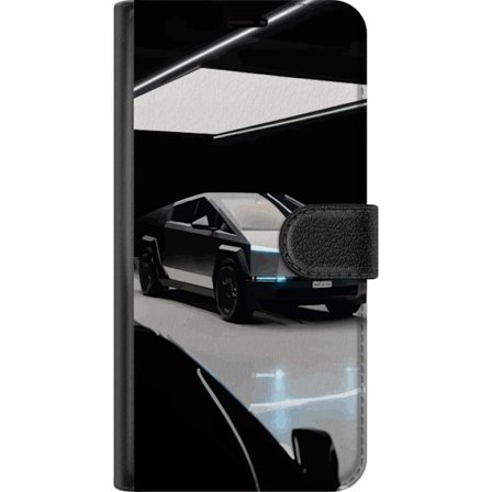 Kompatibelt Plånboksfodral till Asus Zenfone 10 Tesla Cybertruck futuristisk elbils konceptdesign i mörk studio modern bil illustration för teknik