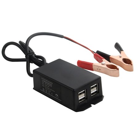 12v 24v til 5v USB-strømadapter, Vanntett motorsykkel mobiltelefonlader USB Motorsykkel Lader Motorsykkel USB Lader Adapter med Krokodilleklemme