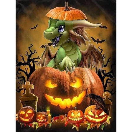 IC Enhjørning Græskar Diamantmaleri (30X40Cm)