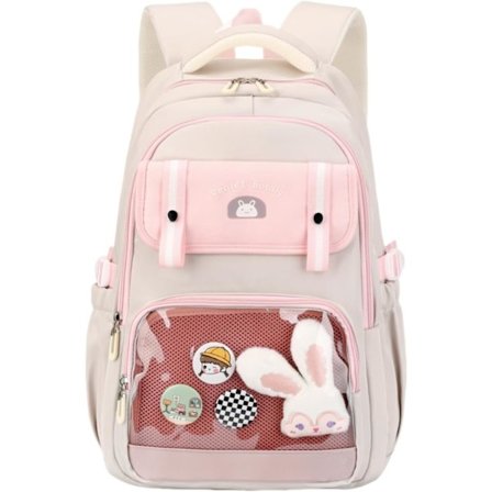 Kawaii Skoletaske til Teenagepiger, Sød Rygsæk med Flere Rum og Tilbehør til Skolen_TF_TF