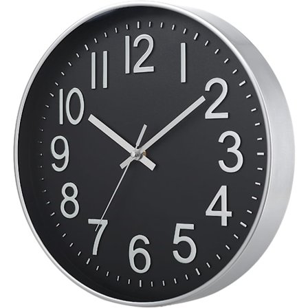 Vægur 30 cm, lydløse, ikke-tikkende moderne vægure, batteridrevet, til kontor, hjem, køkken, skole, stue, sort