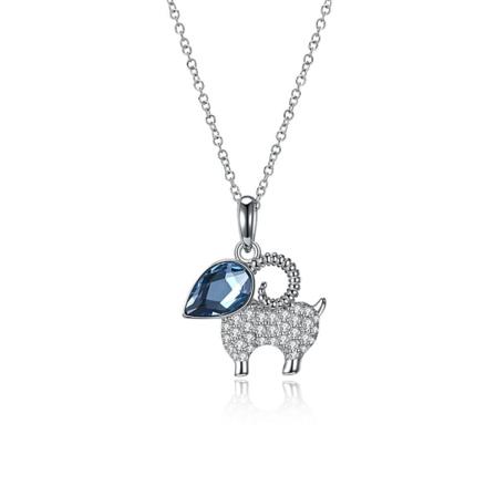 Elegant kvinnor halsband österrikiska Crystal S925 Sterling Silver Animal Lamb