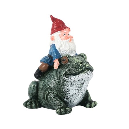 Trädgårdsdekorationer i Resin - En Dvärg Rids på En Groda
