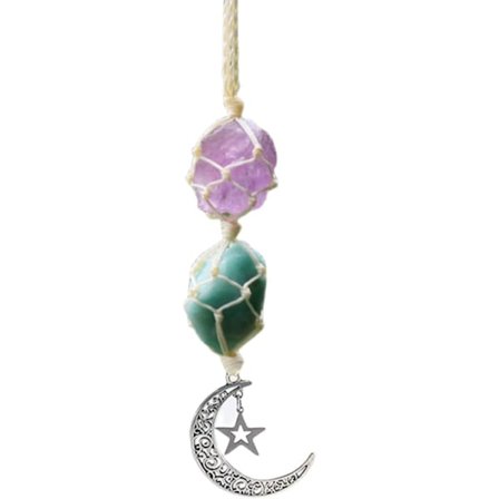 Hänge i rosenkvarts och ametist – kristallhänge för bilen – läkande kristalltillbehör – kristallstenar – reiki för meditation och skydd (amazonit + 