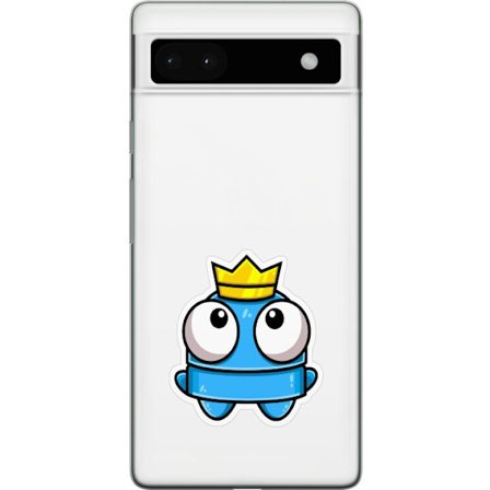 Kompatibel Mobilcover til Google Google Pixel 6a Blå tegnet figur med krone og store øjne i legende kongelig stil