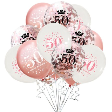 50-års Latexballonger, 15 st Roséguld Grattis 50-årsdag Ballonger, Roséguld 50-årsfest Dekorationer Ballonger för Kvinnor Män 50